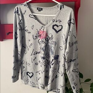 Moffi Long Sleeve Shirt LOVE Hearts Ladies Clothes